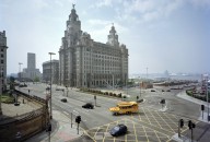Memorial to the Blitz and Liver Building, Liverpool 2003